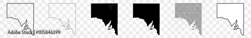 South Australia Map Black | Australian State Border | State Country | Transparent Isolated | Variations