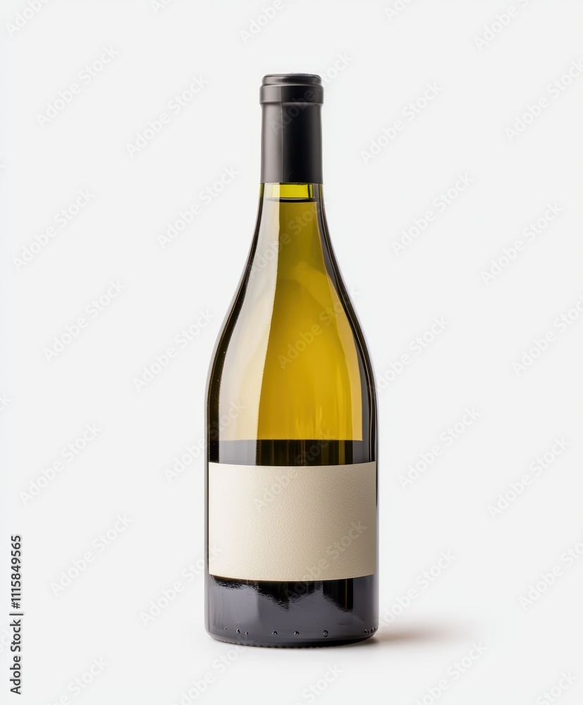 A minimalist wine bottle with a blank label, showcasing a sleek design and a light yellow liquid, perfect for a modern aesthetic. A minimalist wine bottle with a blank label, showcasing a sleek design and a light yellow liquid, perfect for a modern aesthetic.