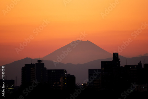 富士山と夕景