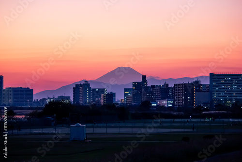 富士山と夕景