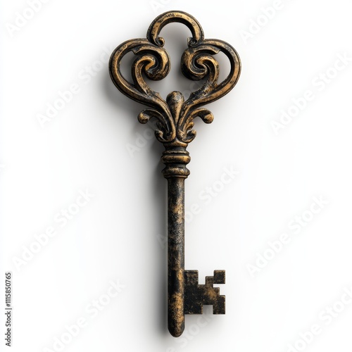 Ornate Vintage Key with Intricate Design Detail