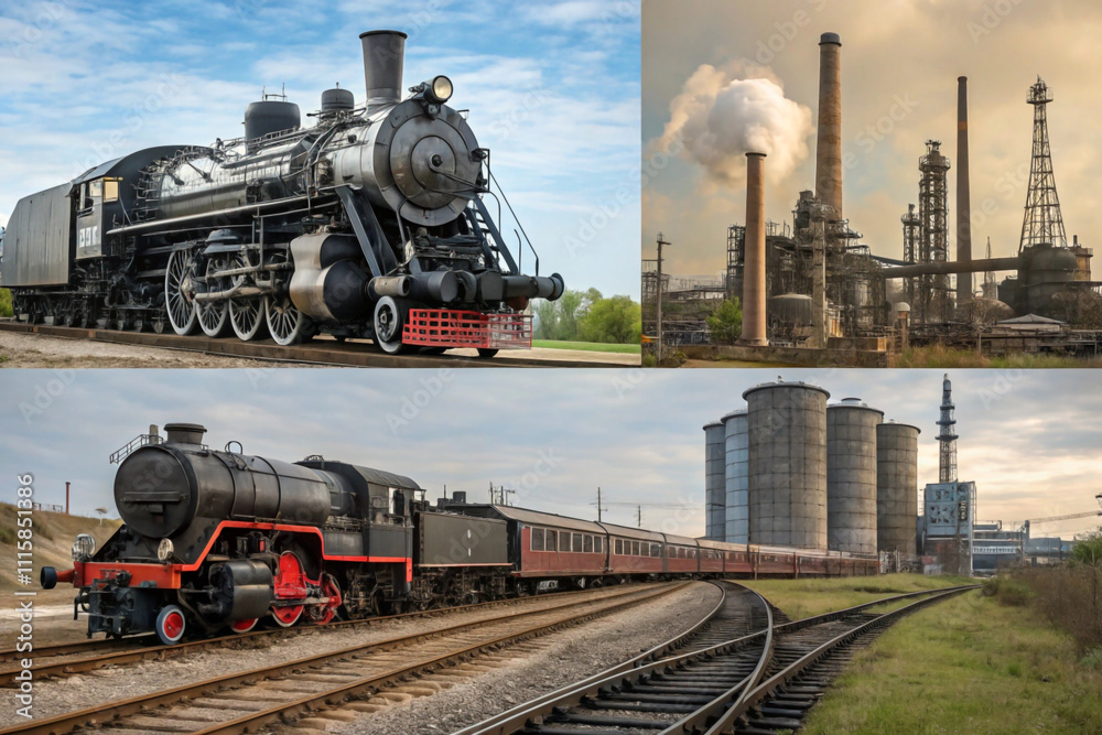 Fototapeta premium A collage of classic industrial elements