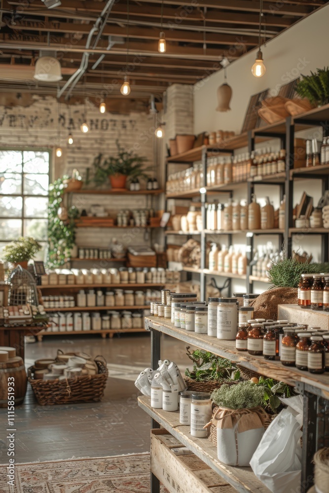 Fototapeta premium Sustainable organic products store featuring eco-friendly food and home goods