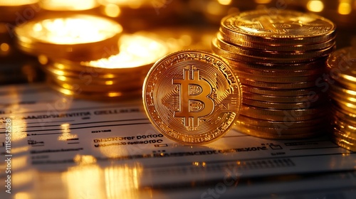 Golden Cryptocurrency Coins...