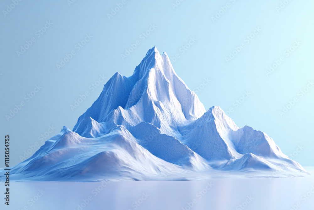 Fototapeta premium a pristine snow-covered mountain with smooth icy formations under a soft blue sky in a serene winter setting 