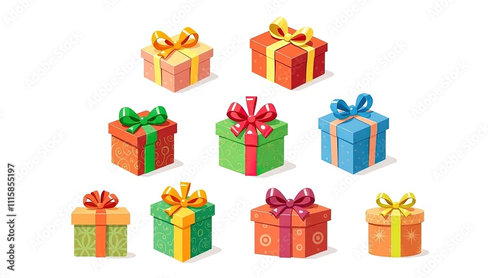 Fototapeta premium set of colorful gift boxes on isolated white background