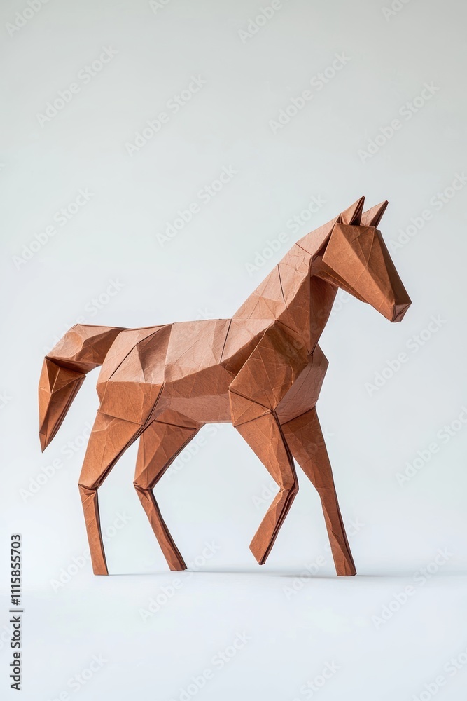 Obraz premium A paper horse is standing on a white background