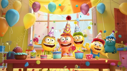 Magical Moments with Cartoon Characters Birthday Background