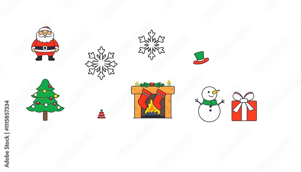 Fototapeta premium collection of festive holiday icons perfect for Christmas-themed designs. isolated white background