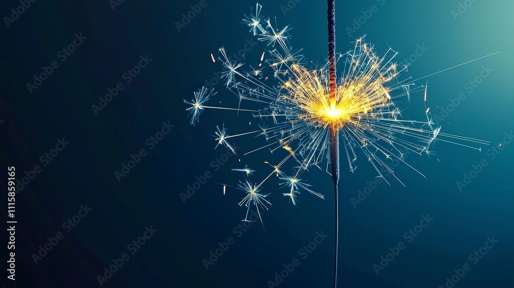 Obraz premium Sparkling Firework Glowing Sparks Festive Celebration Night Light Holiday Magic Blue