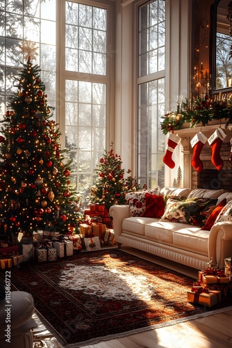 Warm atmosphere during Christmas gives feeling of happiness, peace and friendliness, used as advertisement, decoration during Christmas season to create impressive atmosphere and attract the audience