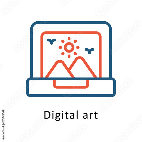 Digital art Vector two Colors Icon. Eps file 10