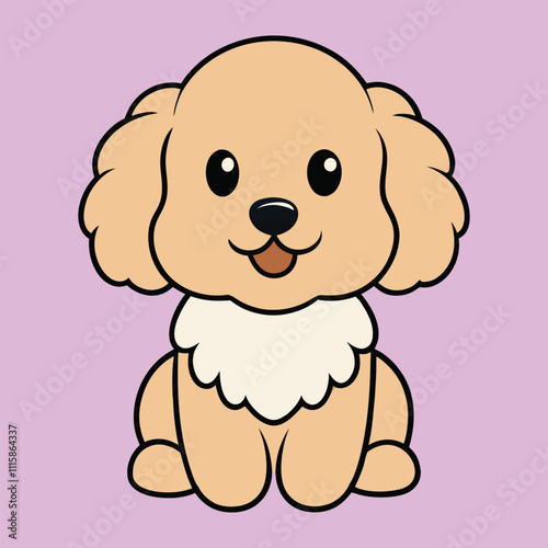 Cute Baby Twoodle Dog Sitting Vector Illustration Design