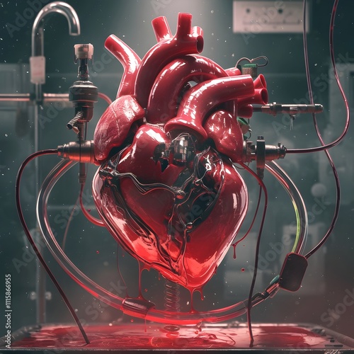 Mechanical Heart   Surreal 3D of Vintage Medical Apparatus
