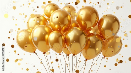 Vibrant Golden Balloons with Shimmering Silver Accents - Festive Party Celebration Image