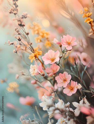Vibrant Floral Blooms with Soft Bokeh Effect Exuding a Tranquil Ambiance