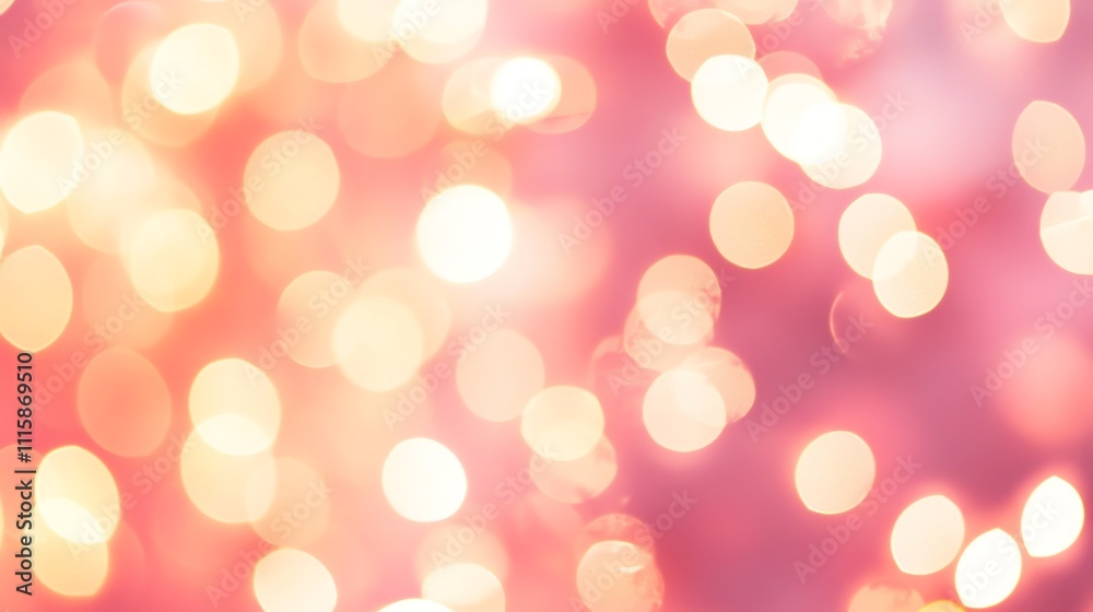 Fototapeta premium Abstract pink background with blurred golden lights.