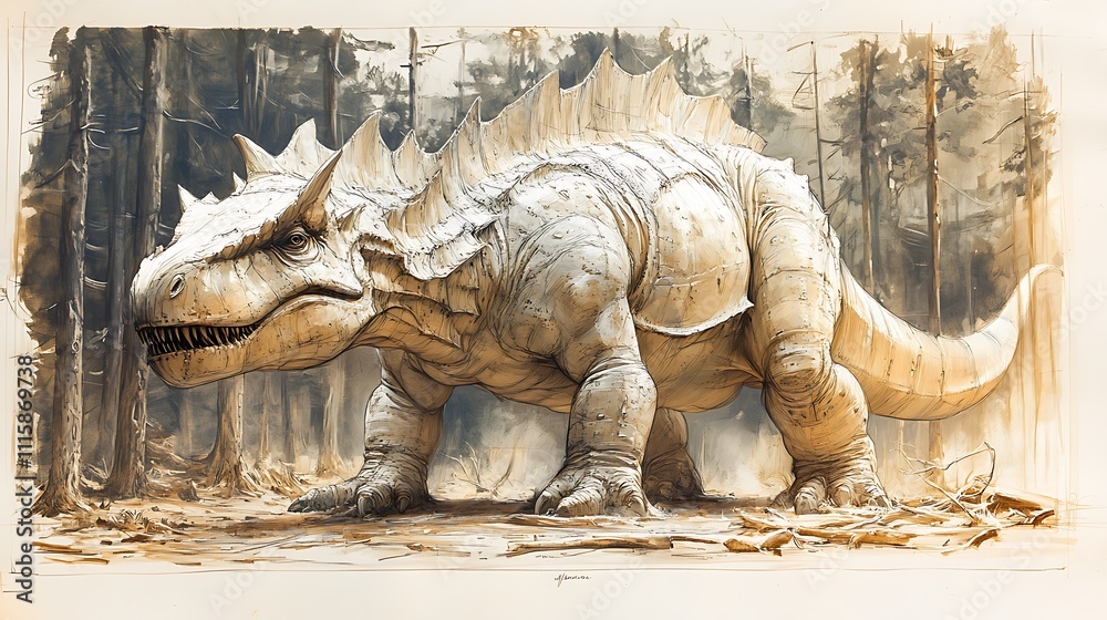 Fototapeta premium Dynamic dinosaur animal pencil sketch images showcasing vivid lifelike details and textures