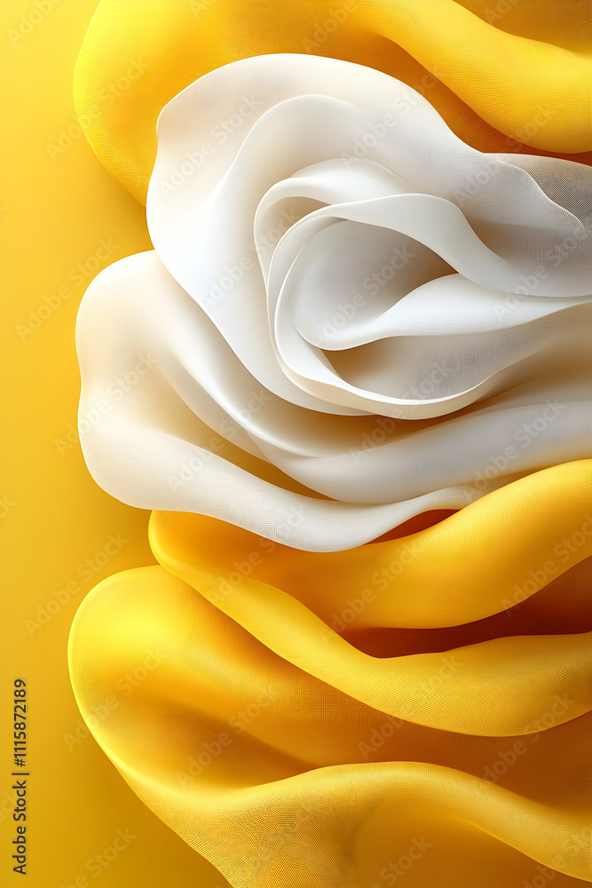 Obraz premium Abstract image of yellow and white fabric folds.