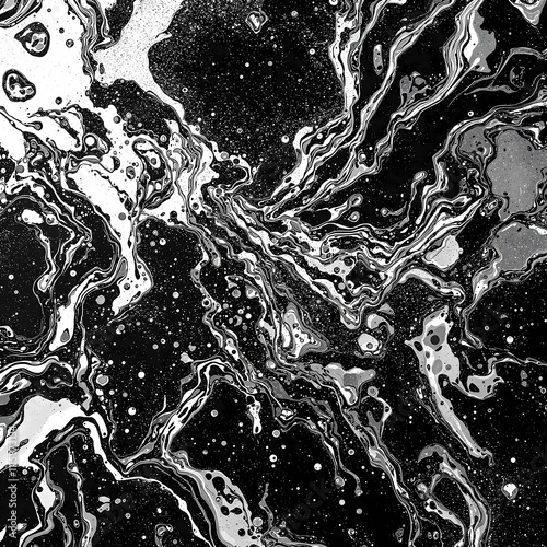 Psychedelic Grungy Black and White Chrome Liquid Noise Background