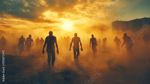 Terrifying Zombie Soldiers in a War-Torn Battlefield
