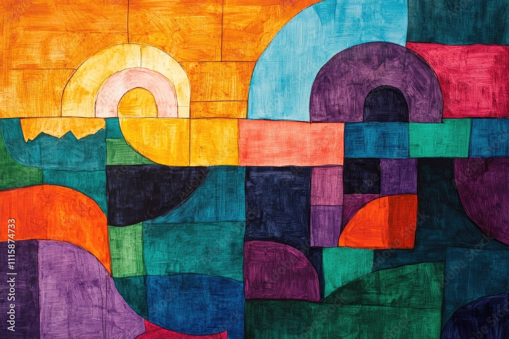 Fototapeta premium Colorful abstract geometric shapes art with vibrant colors.