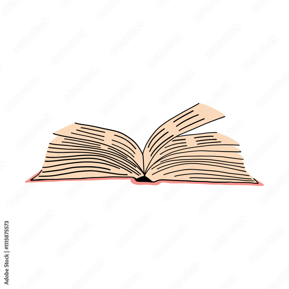 Fototapeta premium Open Book Illustration in Hand-Drawn Style
