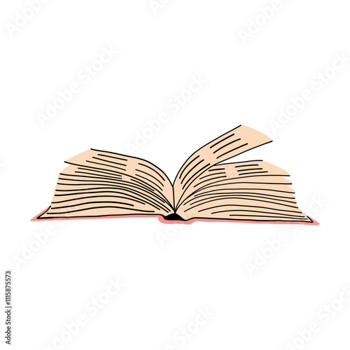 Open Book Illustration in Hand-Drawn Style