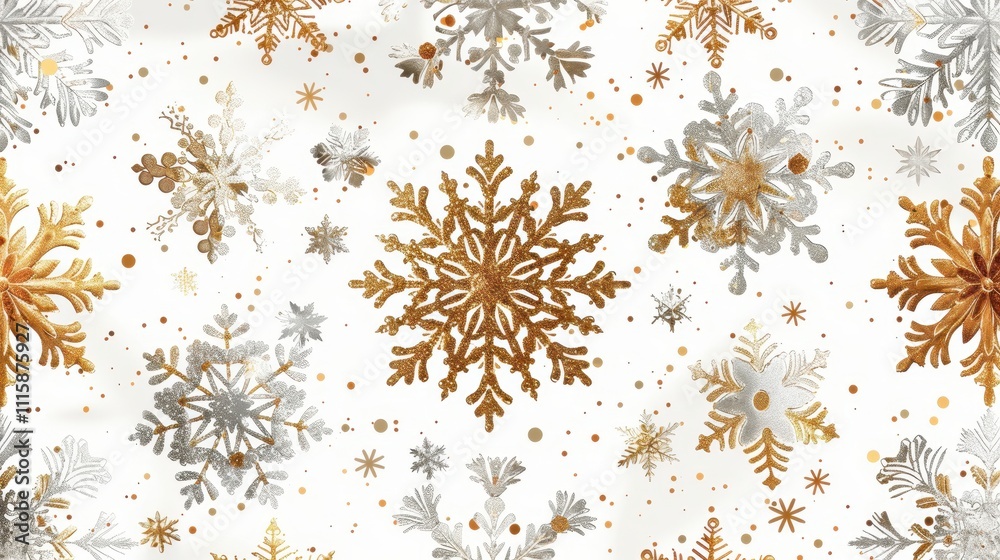 Sparkling Gold And Silver Snowflakes Winter Design Sparkling Gold And Silver Snowflakes Winter Design