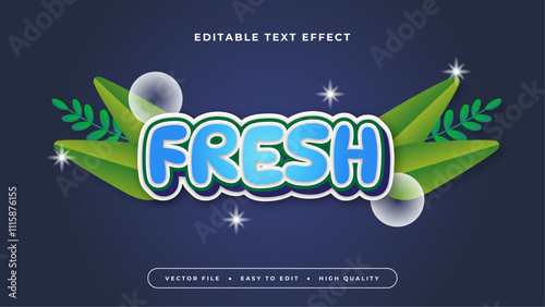 Blue green and white fresh 3d editable text effect - font style