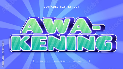 Green blue and white awakening 3d editable text effect - font style