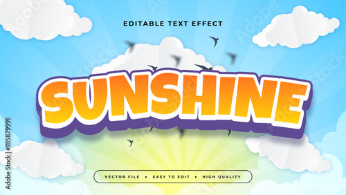 Blue orange and white sunshine 3d editable text effect - font style