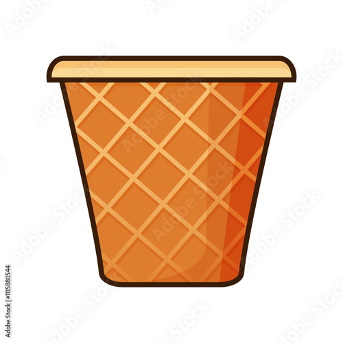 Cup. Waffle cup. Cardboard cup. Simple, flat. Vector. Graphics.  Contour drawing for collage and web design. 