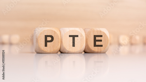 Wooden Blocks Showcasing the PTE Letters for Educational and Professional Environments photo