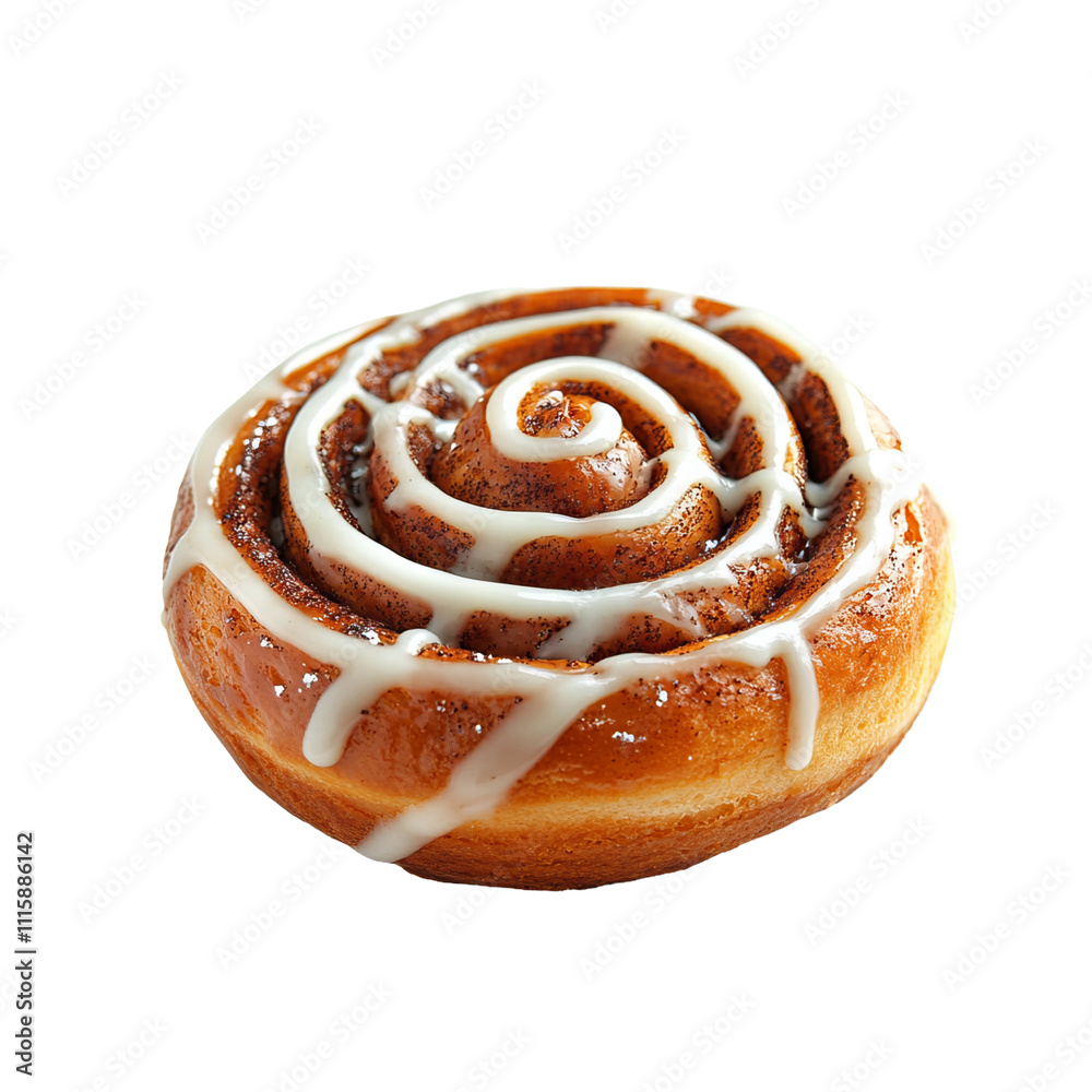 Fototapeta premium sweet bun with cinnamon and icing isolated