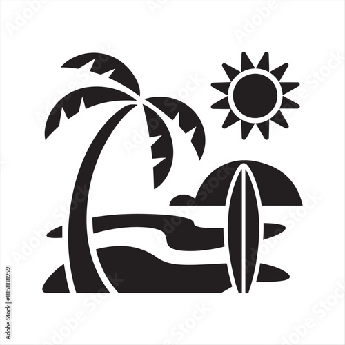 hand drawn elegant tropical sunset with palm trees isolated vector illustration 