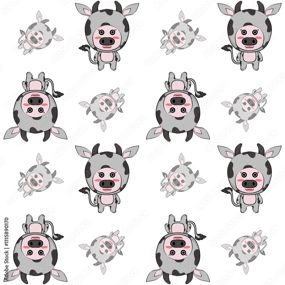 Fototapeta premium Cow cartoon set
