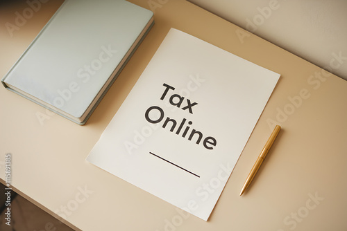 Tax submit preparation online concept. Document with 