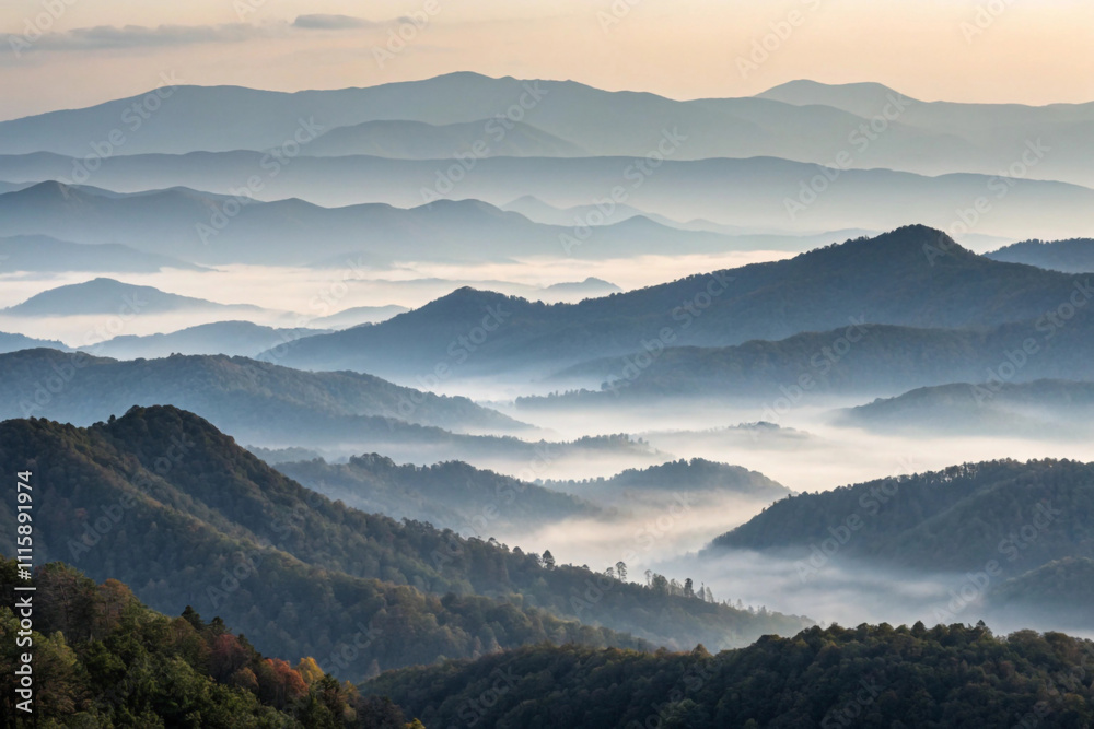 Fototapeta premium Misty Mountains in Layers