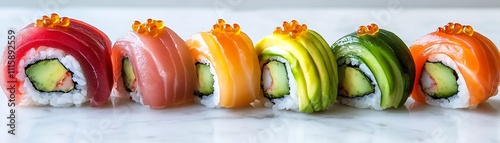 Colorful Sushi Rolls Arrang...