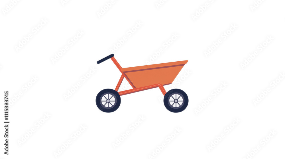 Colorful wheelbarrow illustration on a transparent background