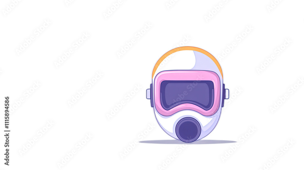 Cartoon Style Gas Mask with Colorful Accents and Simple Design