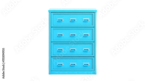 Bright Blue Four Drawer Cabinet for Modern Home and Office Use
