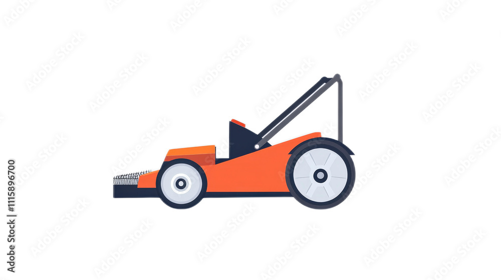 Naklejka premium Bright Orange Lawn Mower Illustration with Modern Design Features