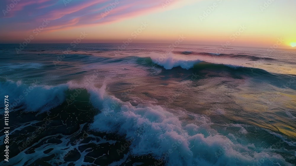 Obraz premium Serene Ocean Waves Reflecting Soothing Sunlight: A Perfect Image for Relaxation and Meditation Themes