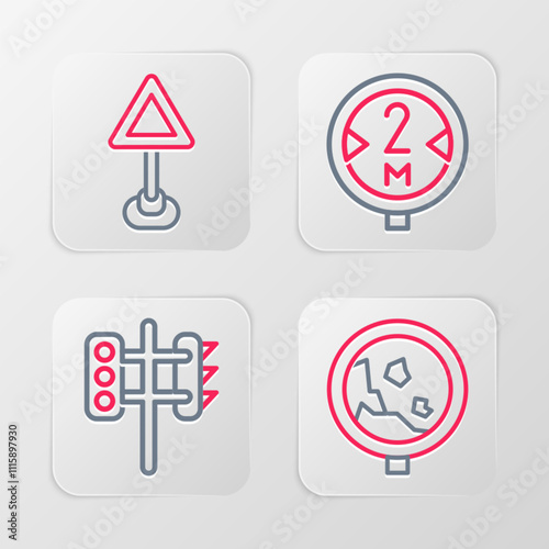 Wallpaper Mural Set line Road warning rockfall, Traffic light, traffic sign and Triangle blank icon. Vector Torontodigital.ca
