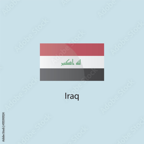Flat square icon of Iraq flag. Simple vector illustration.