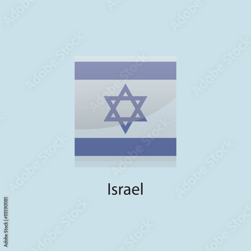 Flat square icon of Israel flag. Simple vector illustration.