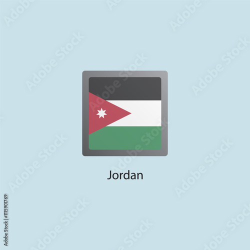 Flat square icon of Jordan flag. Simple vector illustration.