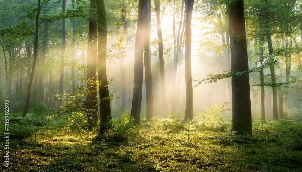 Obraz premium 静かな森の朝quiet forest morning